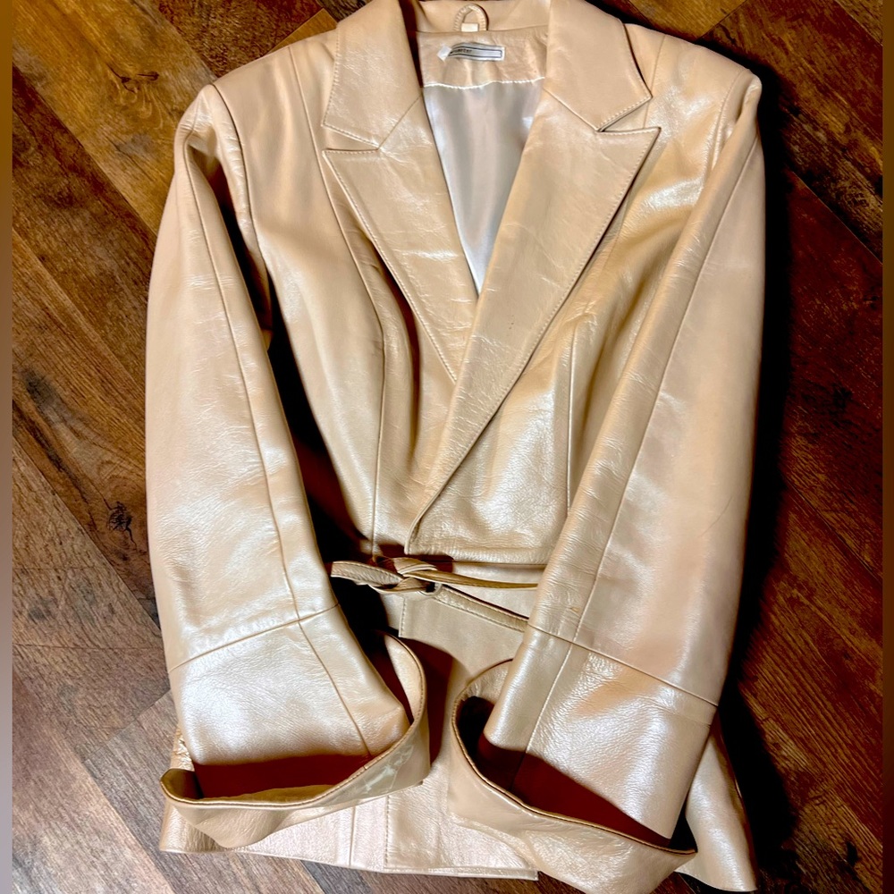 Vintage tan, genuine, leather jacket